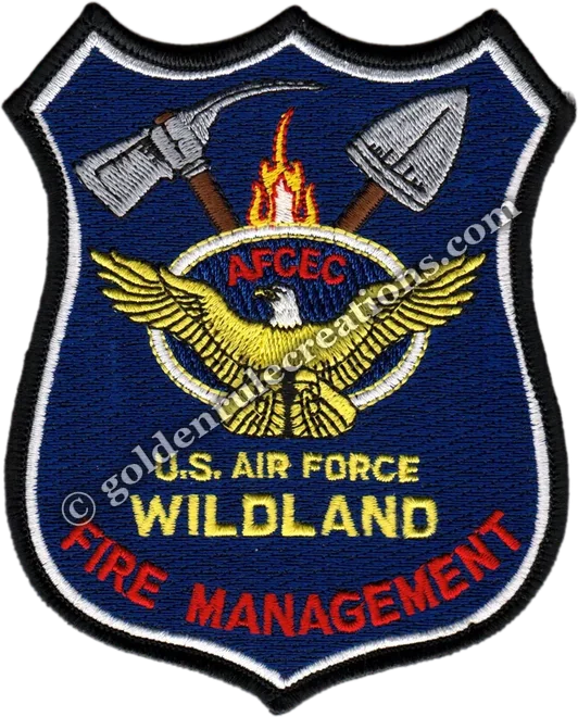 Custom embroidered U.S. Air Force Wildland Fire Management patch made by Golden Rule Creations
